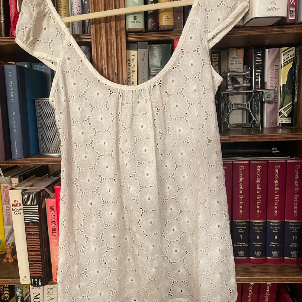 Tracy Reese Cream Smocked Flutter Sleeve Blouse